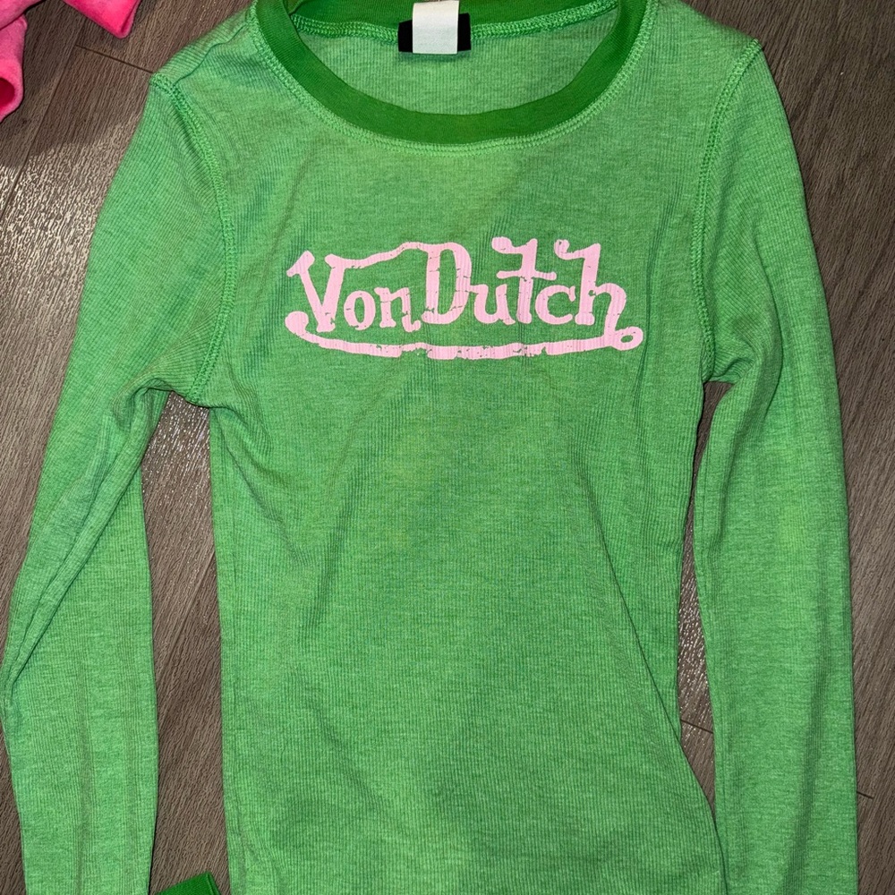 Von Dutch y2k ribbed long sleeve tee size medium
